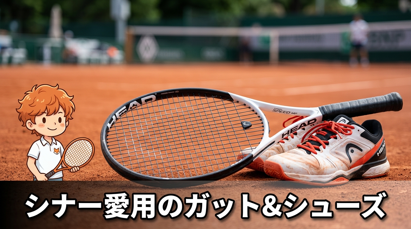 シナー愛用のストリングとシューズ